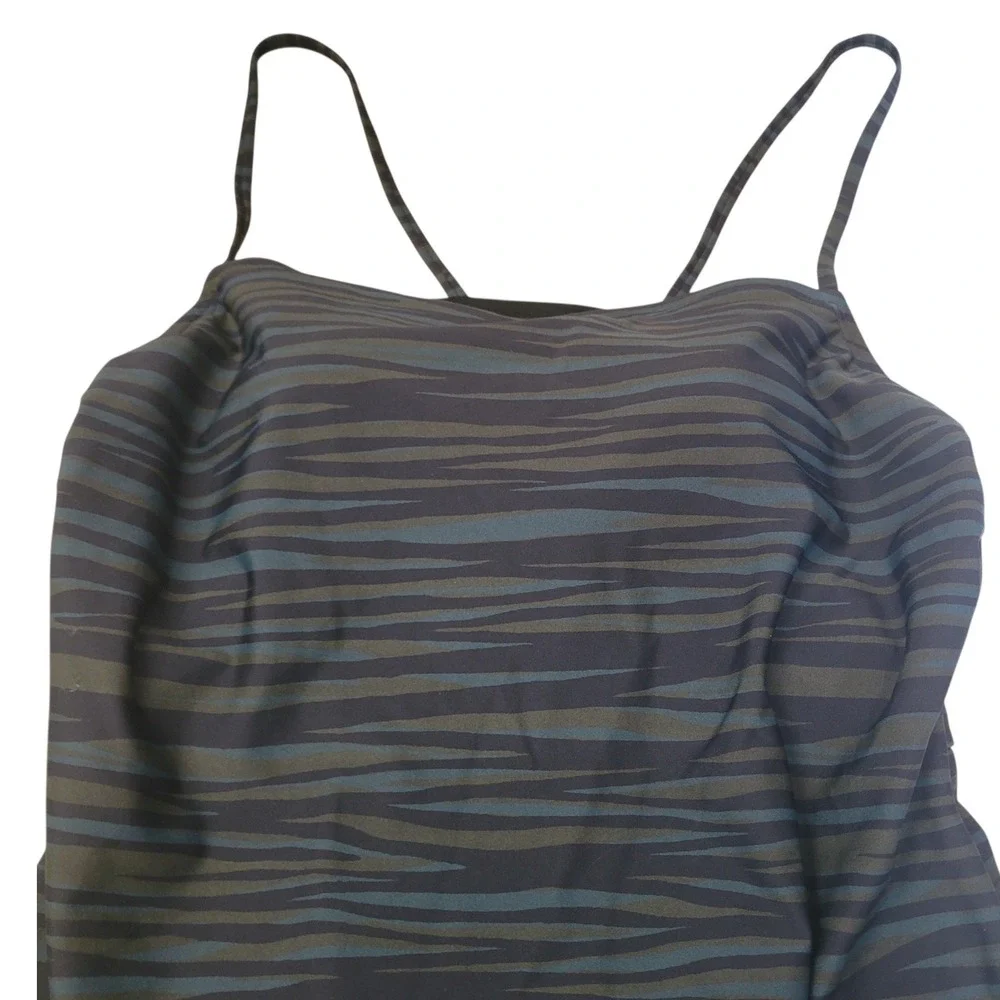 Kona Sol Womens XL Medium Coverage One Piece Swimsuit Grey Green Zebra Print NWT